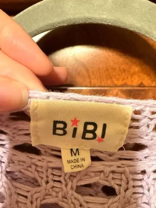 BiBi Purple Rainbow Striped Open Knit Crochet Sweater - Picture 6 of 7